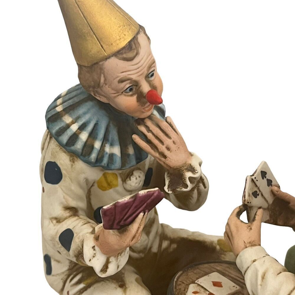 Porcellane D'arte Napcoware 273 Vintage Ceramic Clowns Sitting Playing Cards - Picture 3 of 12